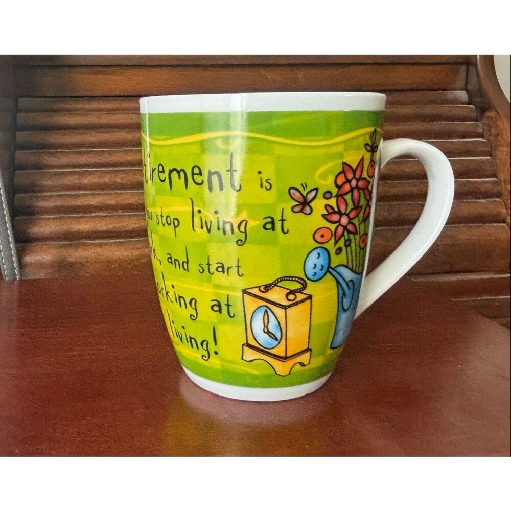 Vintage History & Heraldry (H&H) Retirement Mug - Fine Porcelain, Green Plaid wi